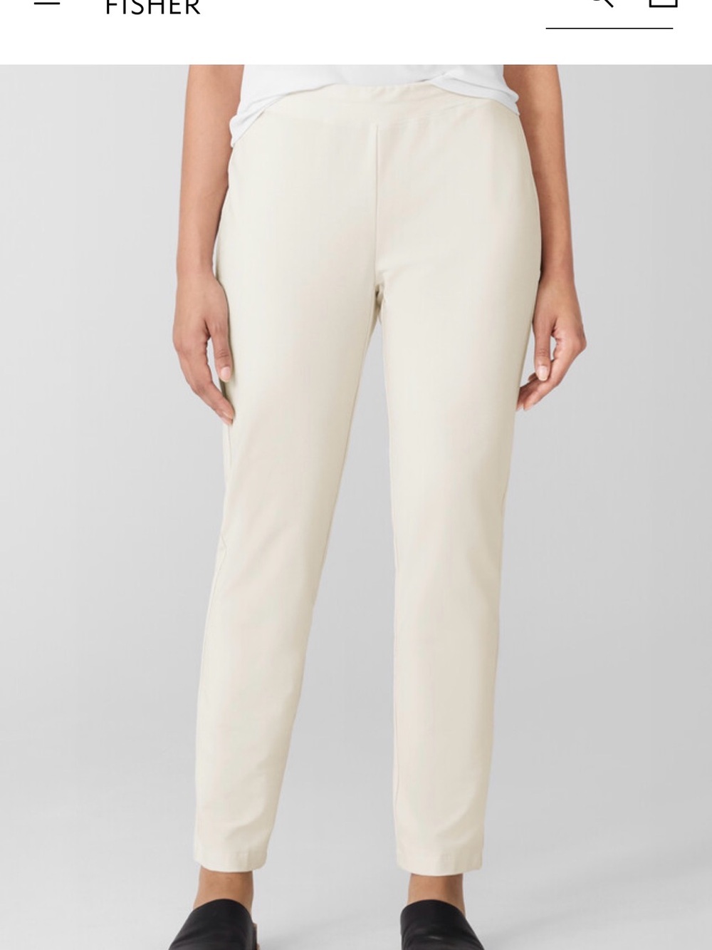 Eileen Fisher Petite White/Ivory Stretch Crepe Slim Pants size PM/petite medium